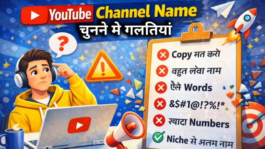 YouTube channel name choose karte waqt hone wali galtiyan