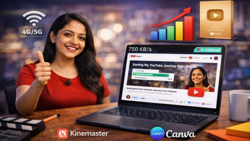 Mobile se YouTube video upload aur consistency se channel growth