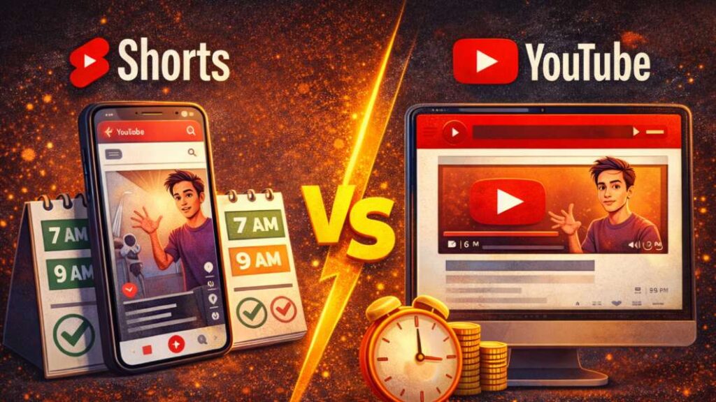 YouTube Shorts aur long video upload time difference India 2026