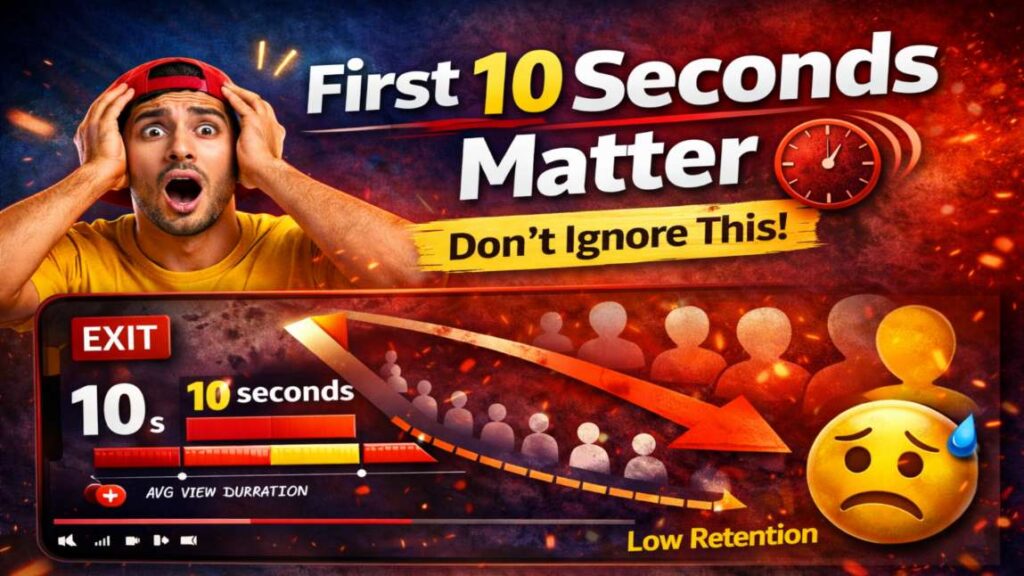 First 10 seconds matter for YouTube videos, audience retention mistake by beginners
