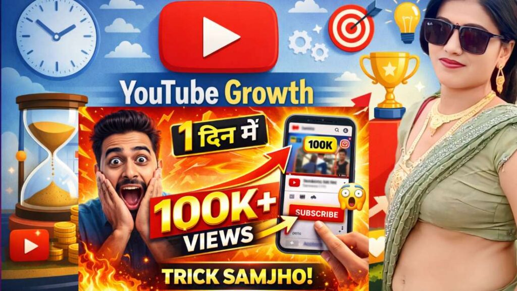 YouTube channel grow hone mein kitna time lagta hai – YouTube growth reality aur creator journey illustration