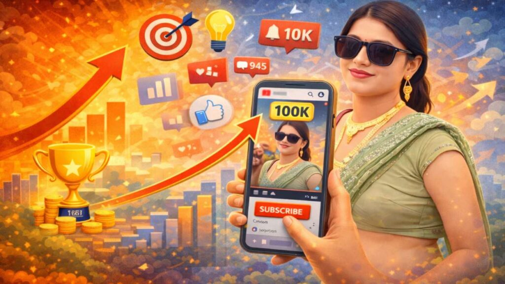 YouTube creator personal experience illustration showing confidence, subscriber growth, engagement icons aur long-term YouTube success journey