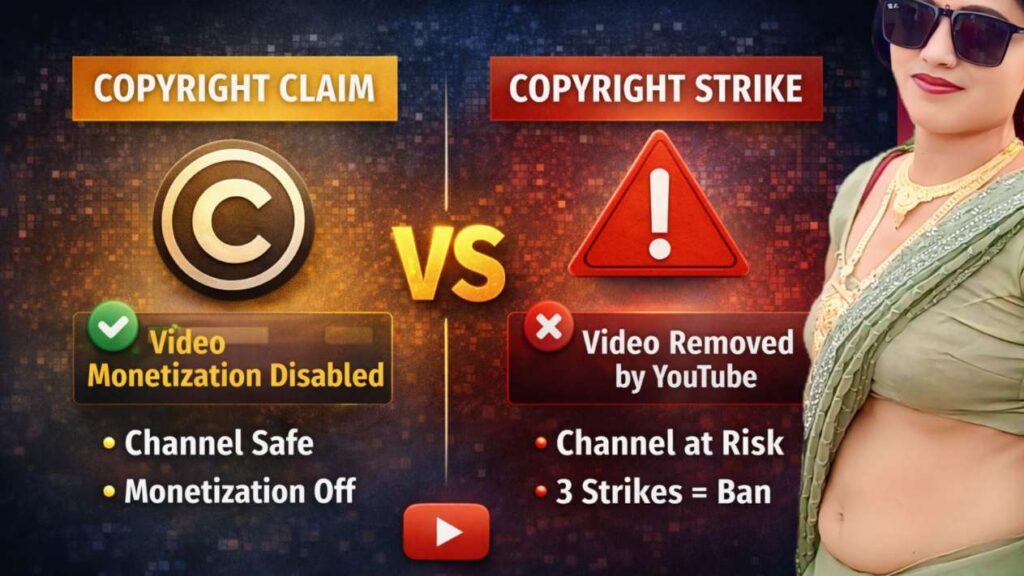 Copyright claim vs copyright strike difference YouTube 2026
